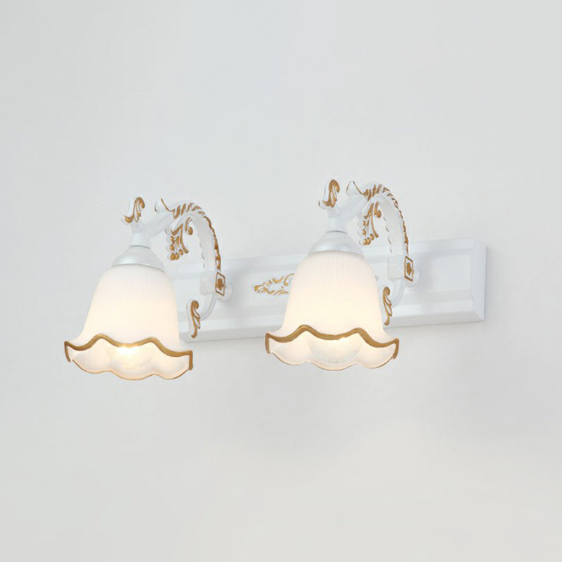 Classic Bathroom Sconce Light with Soft Opal Glass Shade