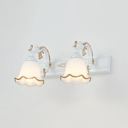Classic Bathroom Sconce Light with Soft Opal Glass Shade