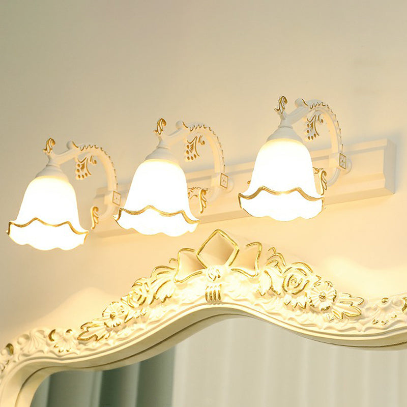 Classic Bathroom Sconce Light with Soft Opal Glass Shade