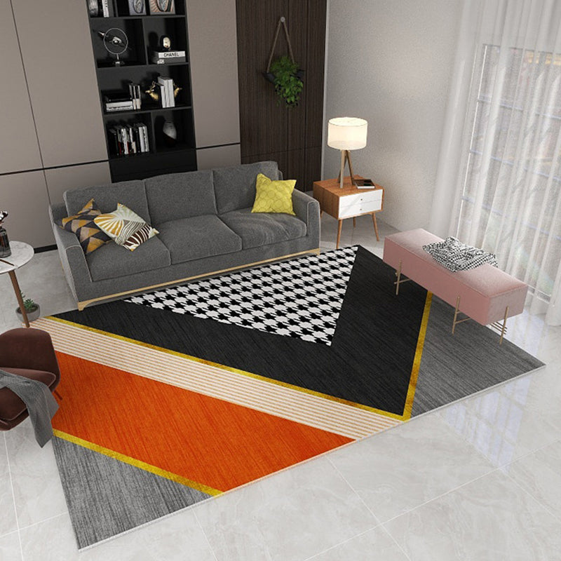 Stylish Geometric Pattern Rug Multicolor Polypropylene Indoor Mat