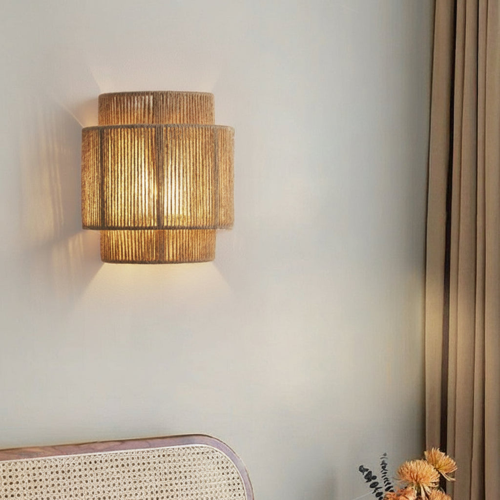 Rustic Hemp Rope LED Wall Light