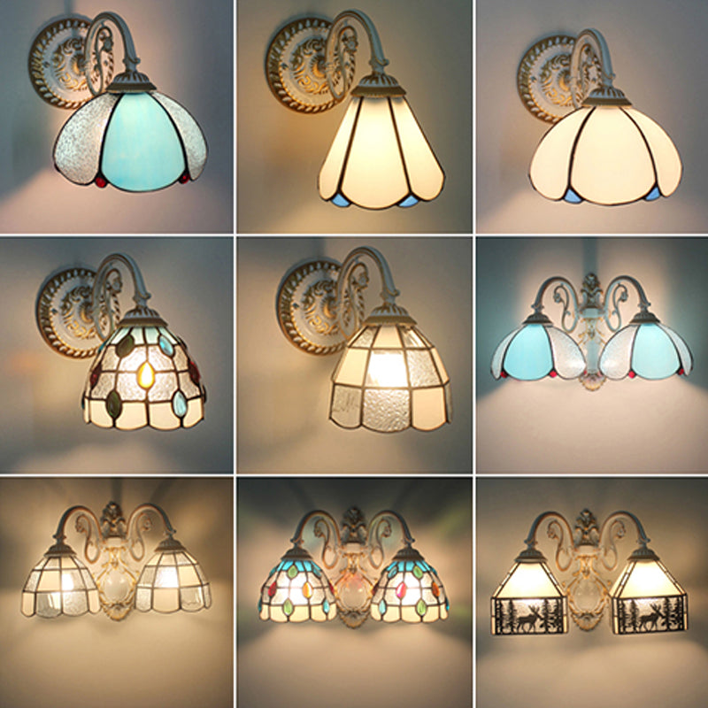 Vintage Glass Shade Wall Light for Living Room