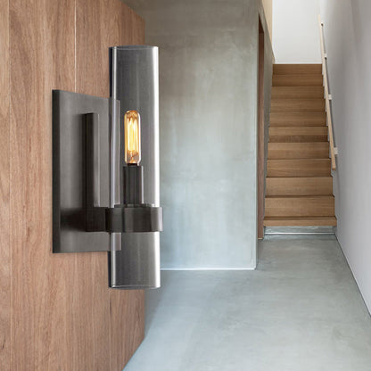 Classic Glass Wall Sconce Light with Black Finish