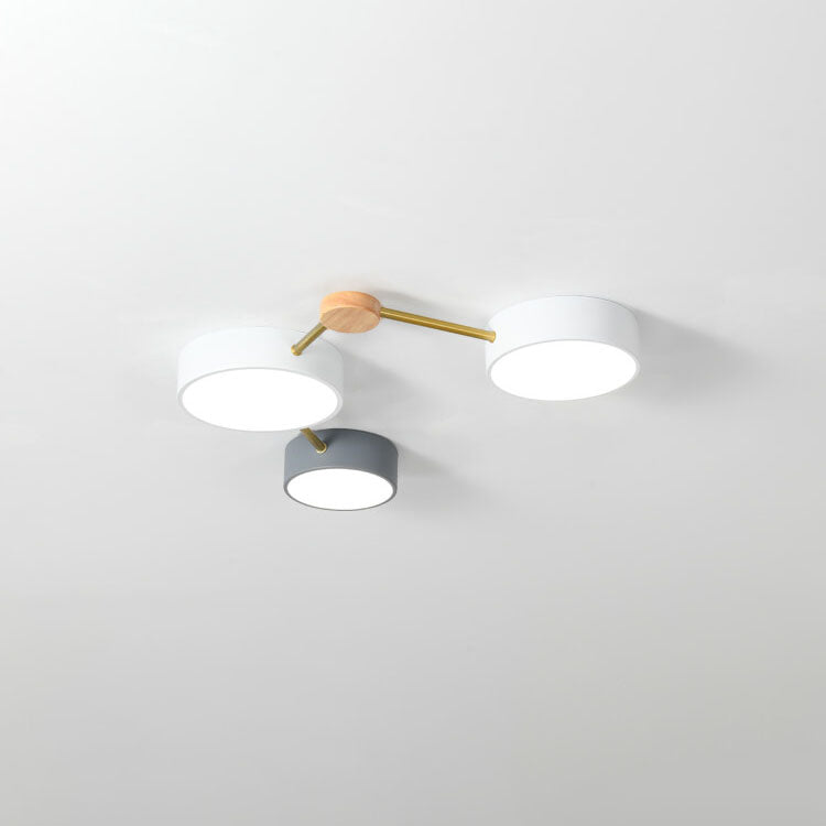Sleek Gray Wooden Ceiling Light Fixtures 23.6 Inch