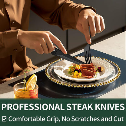 Premium 24pc Black Stainless Steel Flatware Set
