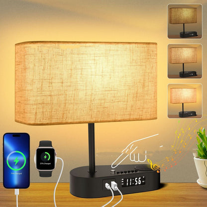 Smart Alarm Clock with USB Charger and Desk Lamp
