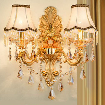 Elegant Metal Wall Sconce Light with Crystal Shade