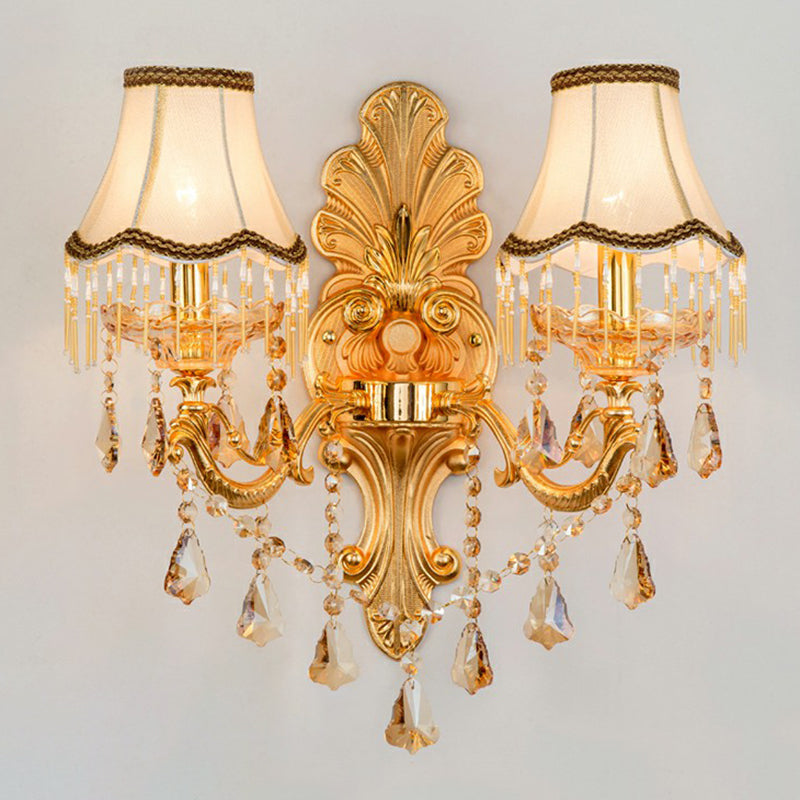 Elegant Metal Wall Sconce Light with Crystal Shade