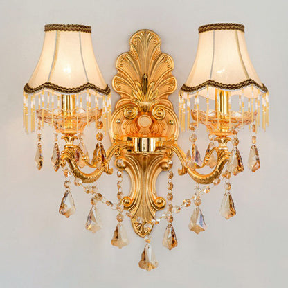 Elegant Metal Wall Sconce Light with Crystal Shade