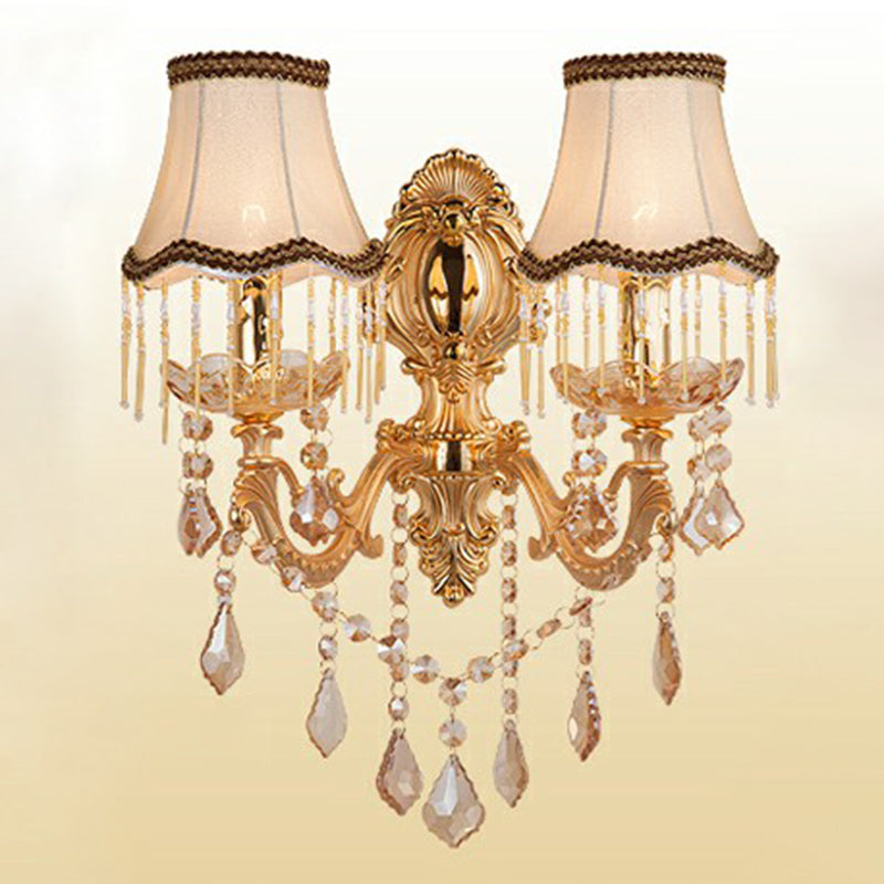 Elegant Metal Wall Sconce Light with Crystal Shade