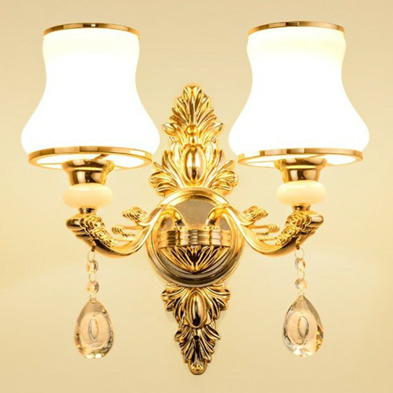 Elegant Metal Wall Sconce Light with Crystal Shade