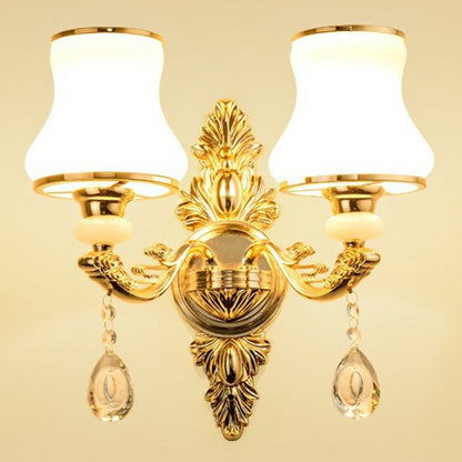 Elegant Metal Wall Sconce Light with Crystal Shade