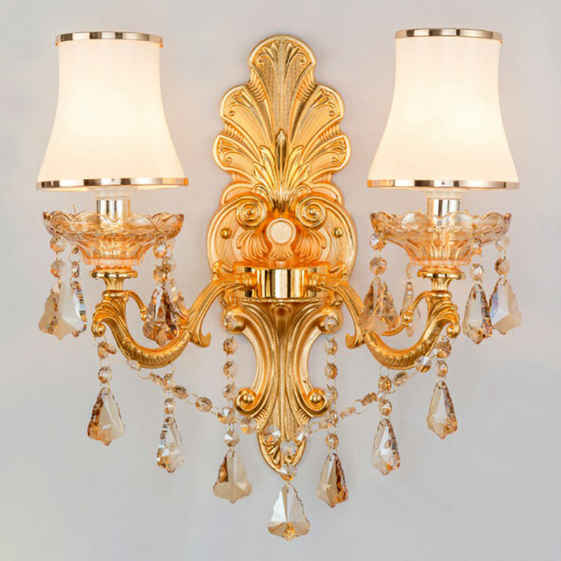 Elegant Metal Wall Sconce Light with Crystal Shade