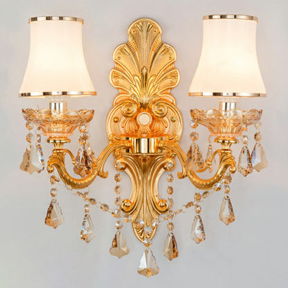 Elegant Metal Wall Sconce Light with Crystal Shade