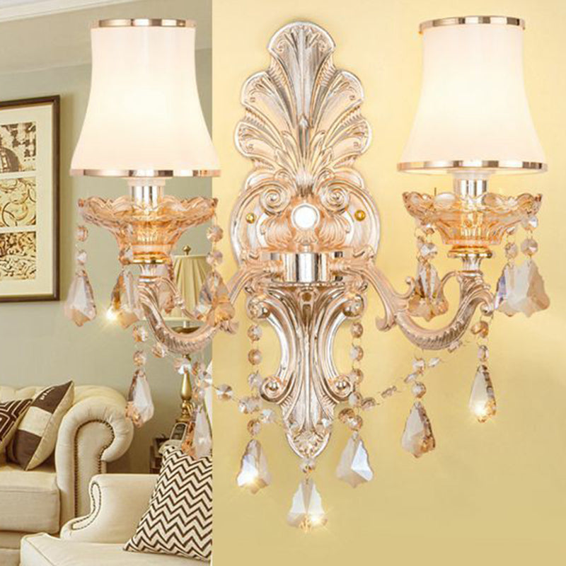 Elegant Metal Wall Sconce Light with Crystal Shade