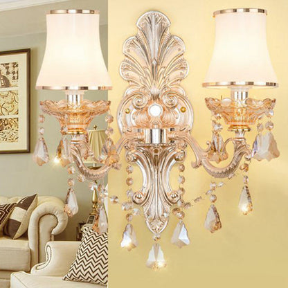 Elegant Metal Wall Sconce Light with Crystal Shade