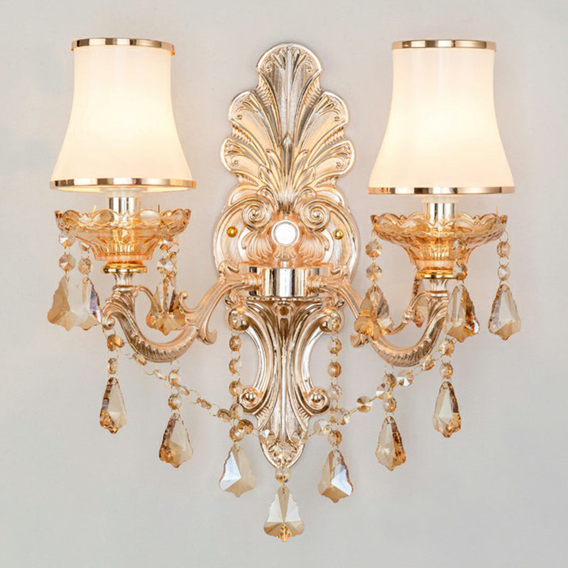 Elegant Metal Wall Sconce Light with Crystal Shade