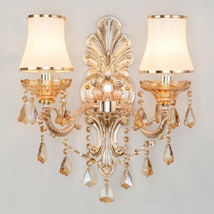 Elegant Metal Wall Sconce Light with Crystal Shade