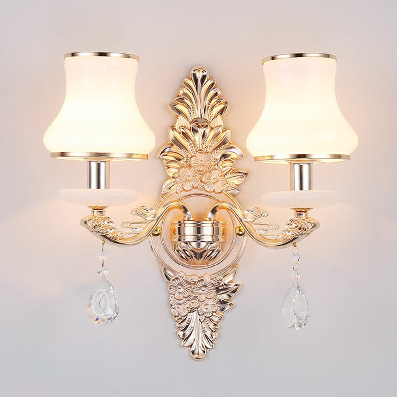 Elegant Metal Wall Sconce Light with Crystal Shade