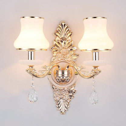 Elegant Metal Wall Sconce Light with Crystal Shade