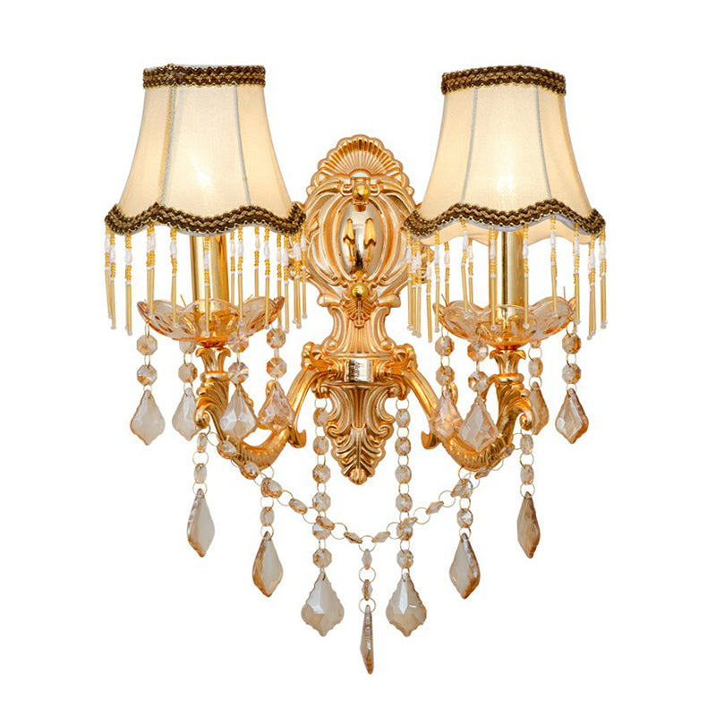 Elegant Metal Wall Sconce Light with Crystal Shade