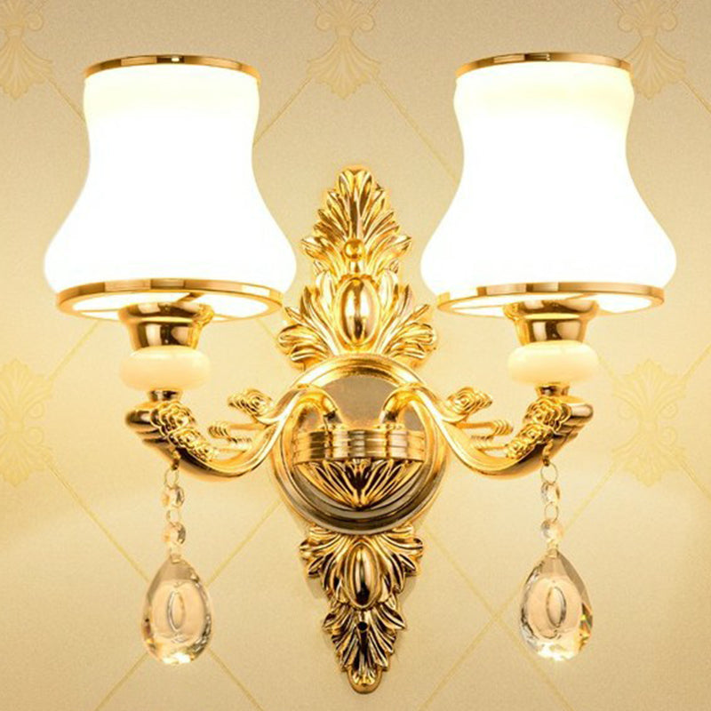 Elegant Metal Wall Sconce Light with Crystal Shade