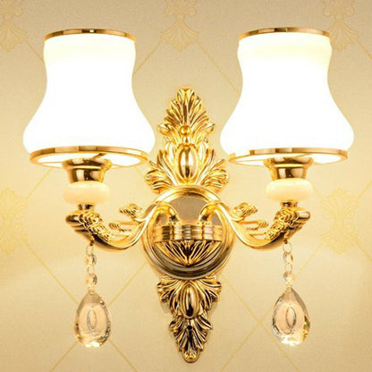 Elegant Metal Wall Sconce Light with Crystal Shade