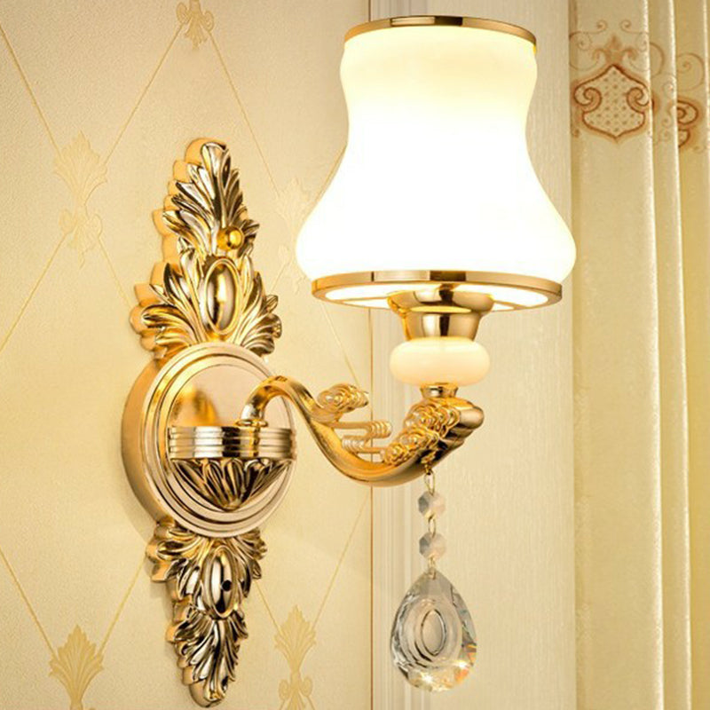 Elegant Metal Wall Sconce Light with Crystal Shade - Cofik