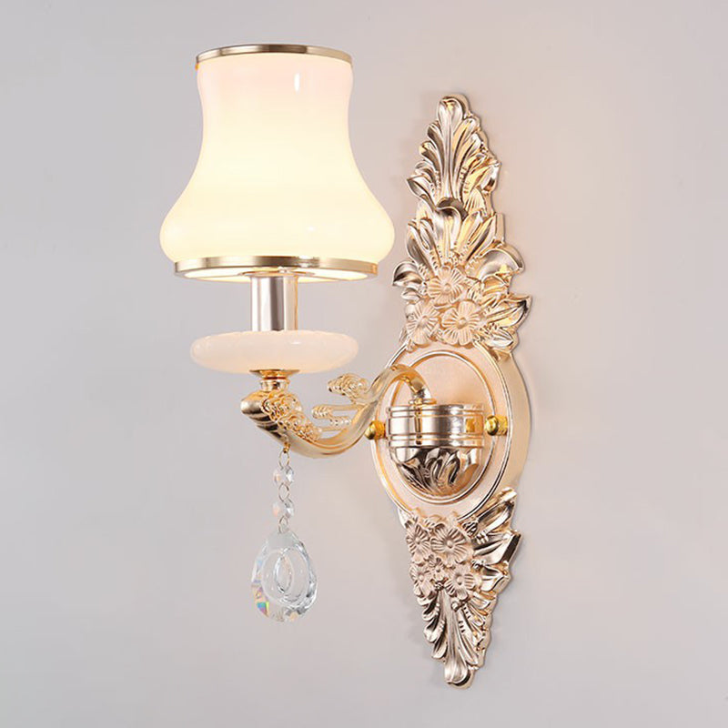 Elegant Metal Wall Sconce Light with Crystal Shade