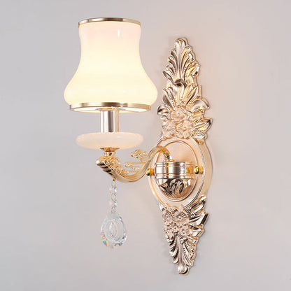 Elegant Metal Wall Sconce Light with Crystal Shade
