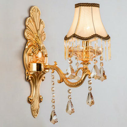 Elegant Metal Wall Sconce Light with Crystal Shade