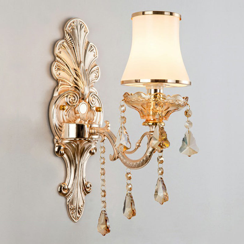 Elegant Metal Wall Sconce Light with Crystal Shade