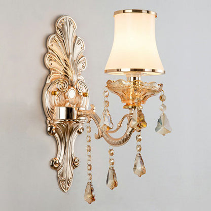 Elegant Metal Wall Sconce Light with Crystal Shade