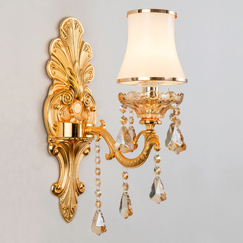 Elegant Metal Wall Sconce Light with Crystal Shade