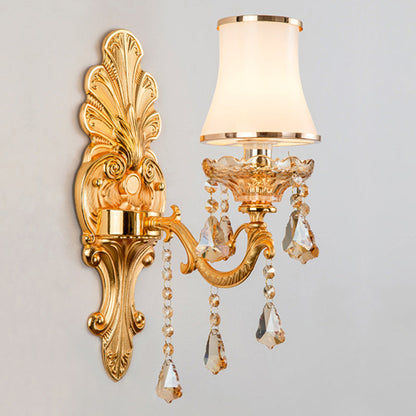 Elegant Metal Wall Sconce Light with Crystal Shade