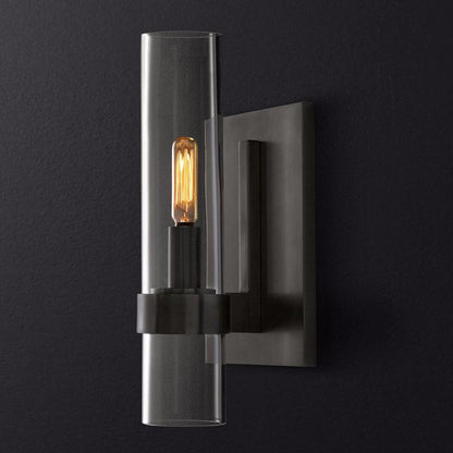 Classic Glass Wall Sconce Light with Black Finish
