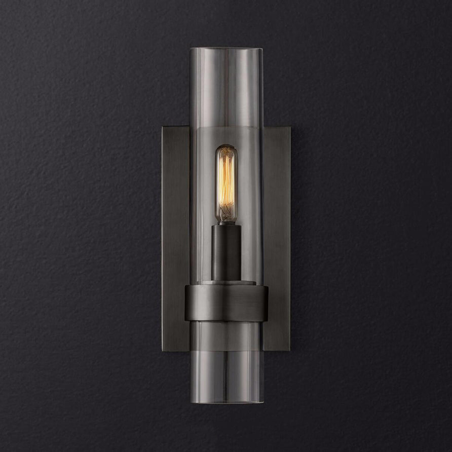 Classic Glass Wall Sconce Light with Black Finish - Cofik