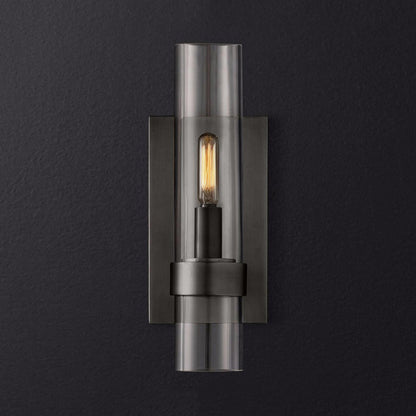 Classic Glass Wall Sconce Light with Black Finish - Cofik