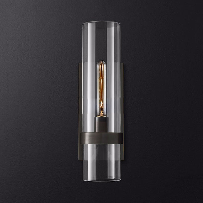 Classic Glass Wall Sconce Light with Black Finish