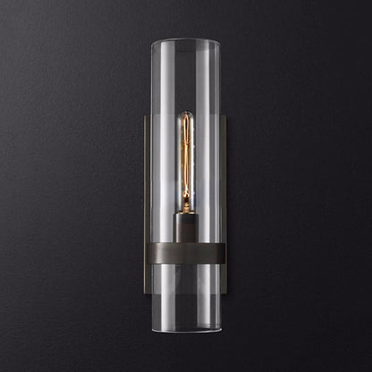 Classic Glass Wall Sconce Light with Black Finish