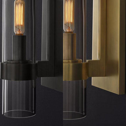 Classic Glass Wall Sconce Light with Black Finish