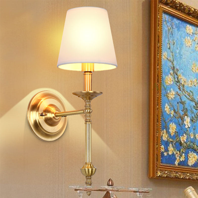 Vintage Metal Wall Lamp with Linen Shade