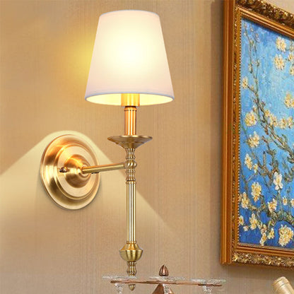 Vintage Metal Wall Lamp with Linen Shade