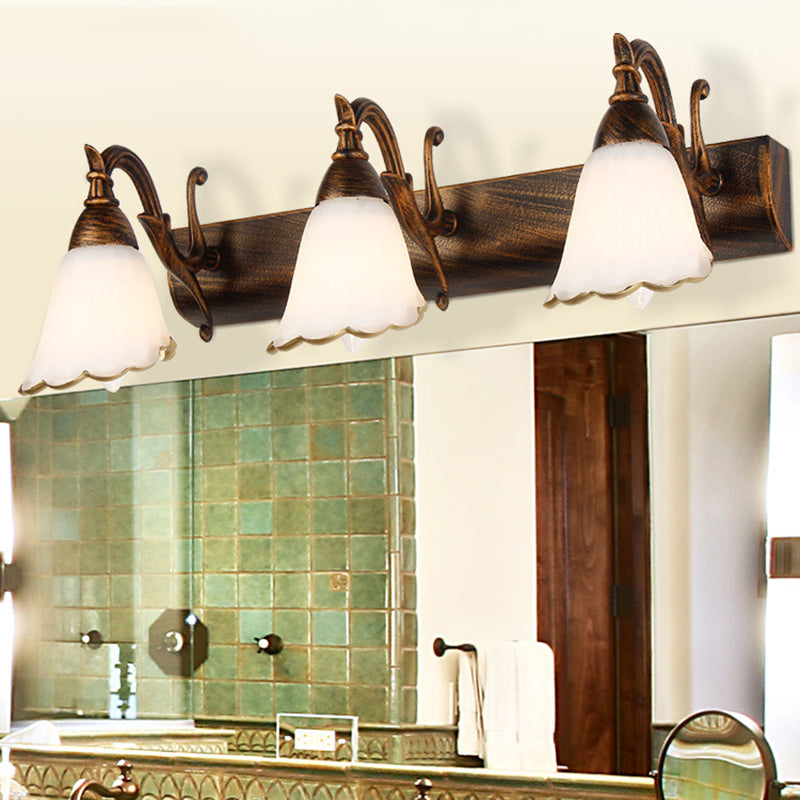 Elegant Floral Bathroom Sconce Opal Glass Fixtures