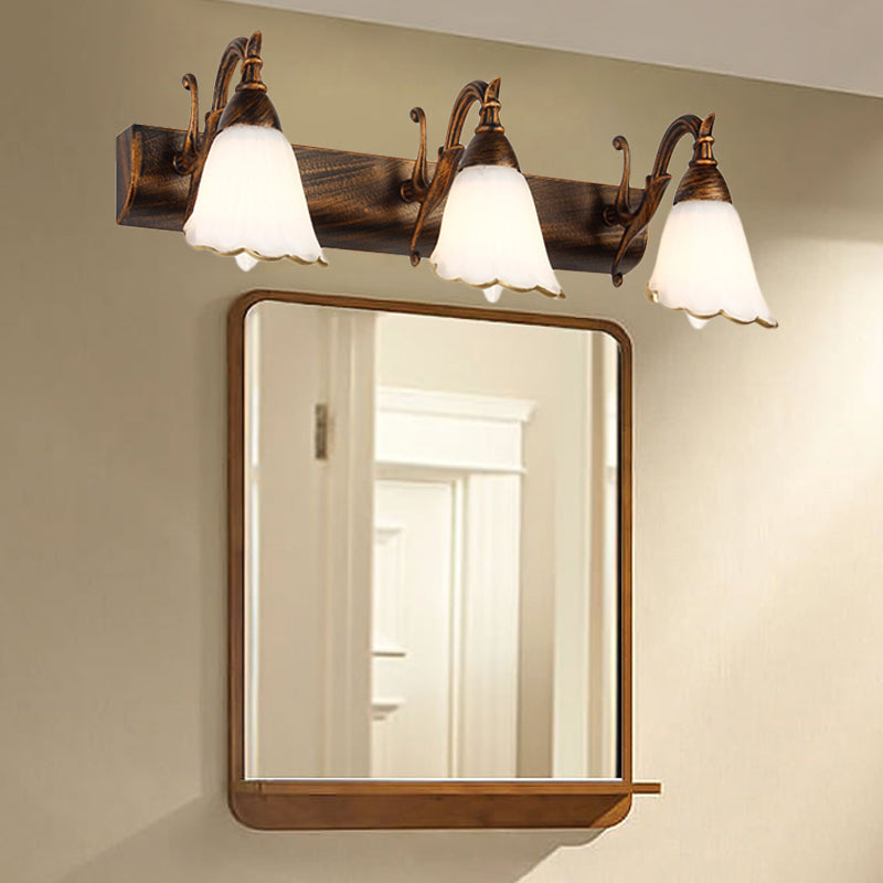 Elegant Floral Bathroom Sconce Opal Glass Fixtures