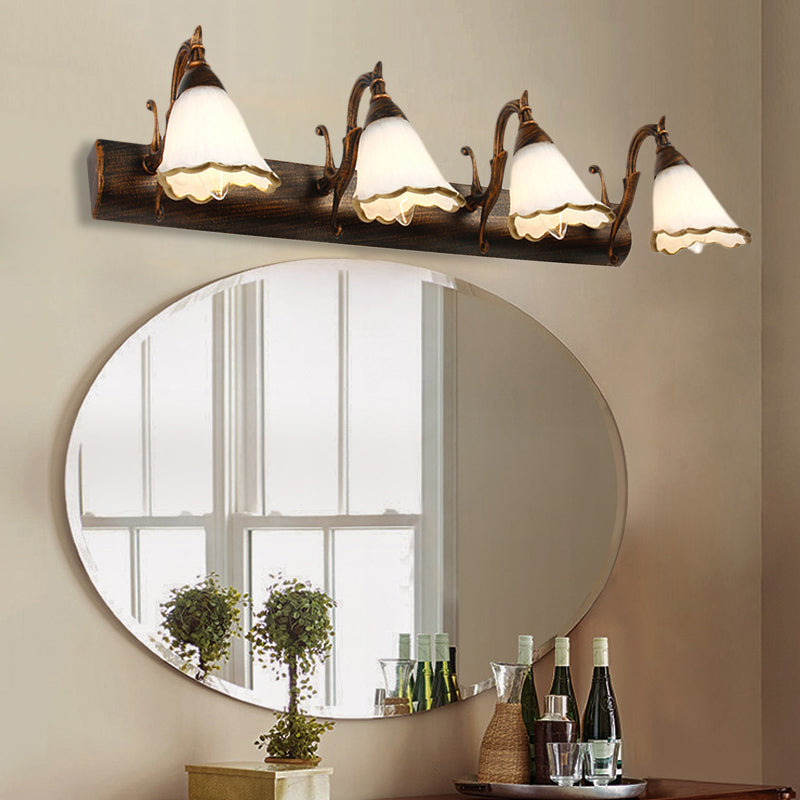 Elegant Floral Bathroom Sconce Opal Glass Fixtures