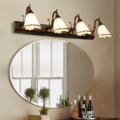 Elegant Floral Bathroom Sconce Opal Glass Fixtures