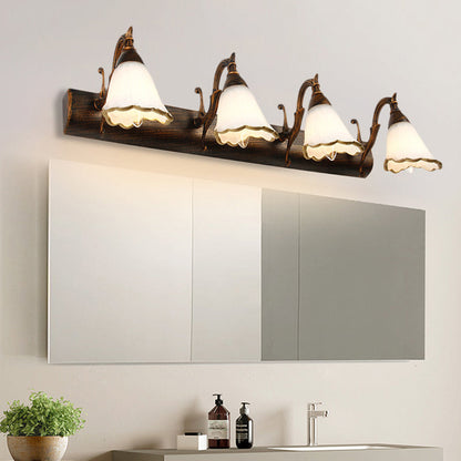 Elegant Floral Bathroom Sconce Opal Glass Fixtures
