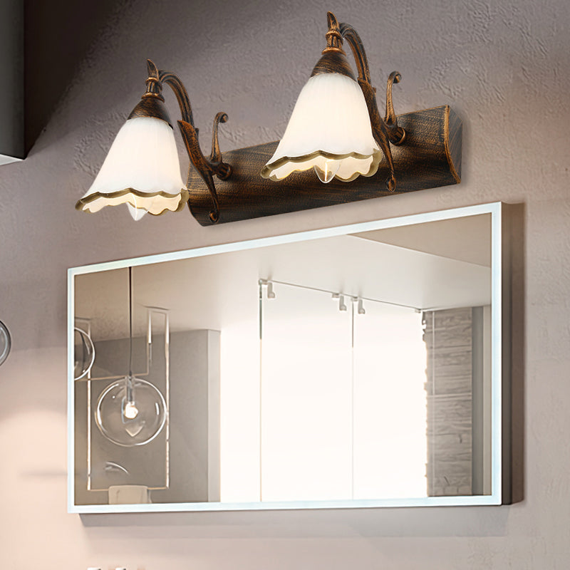 Elegant Floral Bathroom Sconce Opal Glass Fixtures