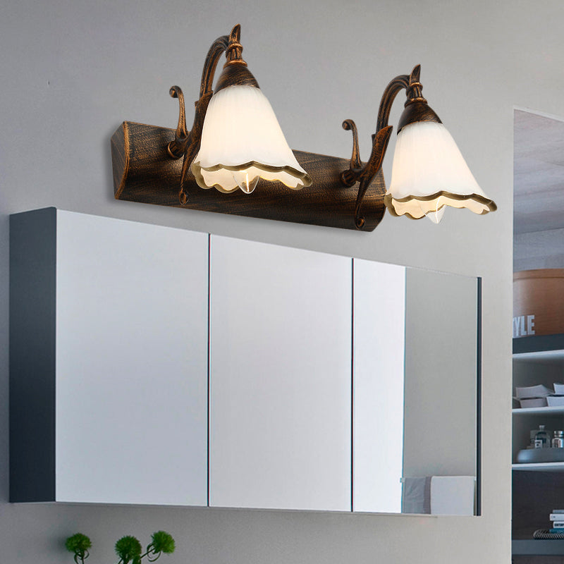 Elegant Floral Bathroom Sconce Opal Glass Fixtures